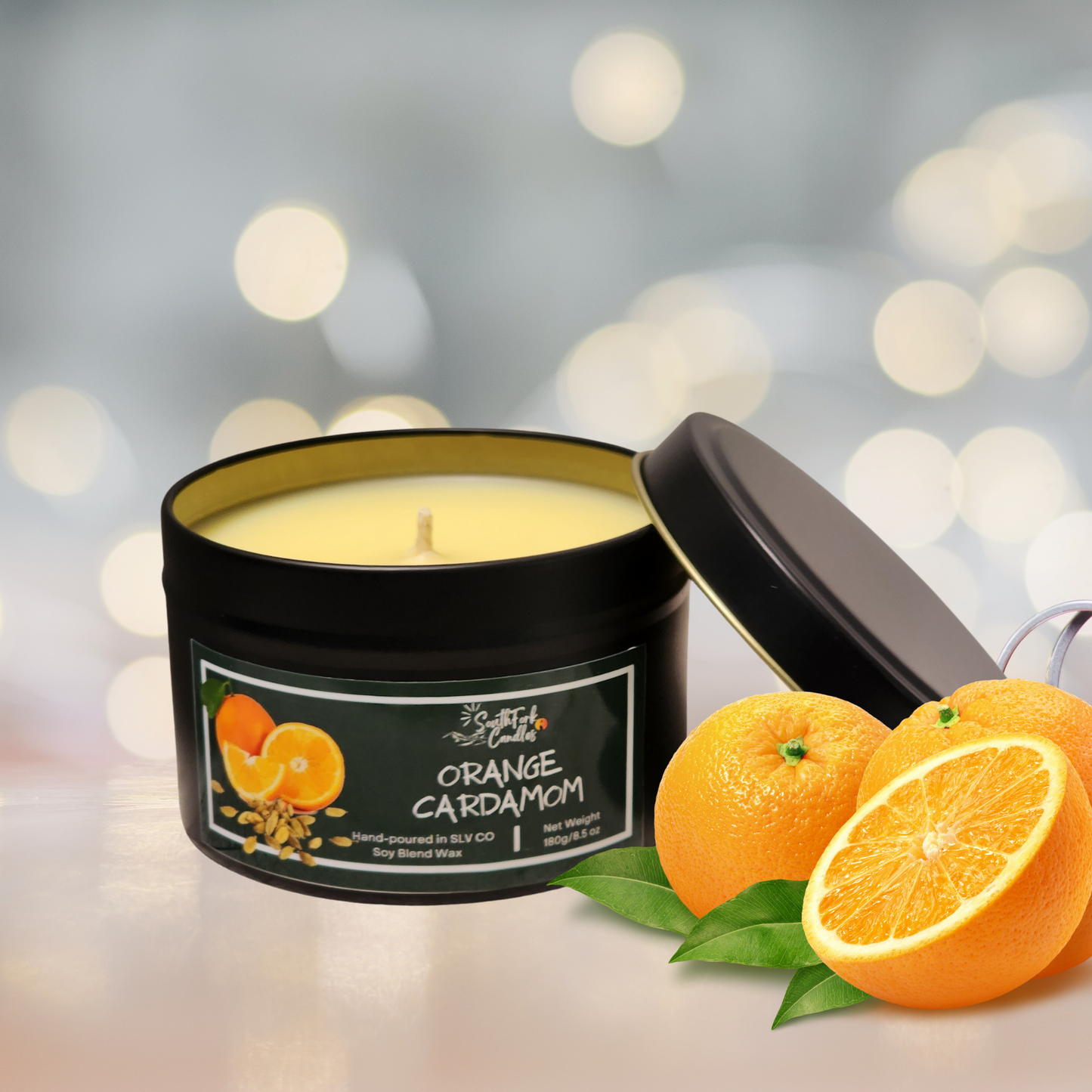 Orange Cardamom Scented Candle - 8.5oz Tin