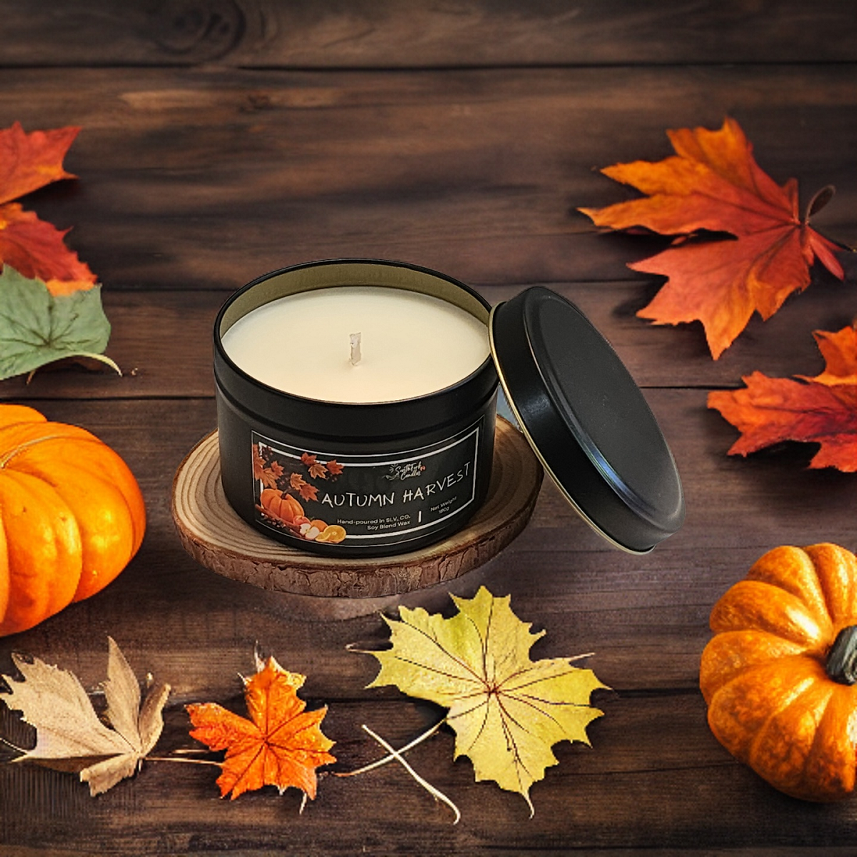 Autumn Harvest Scented Candle in 8.5oz tin - Fall Season Candle