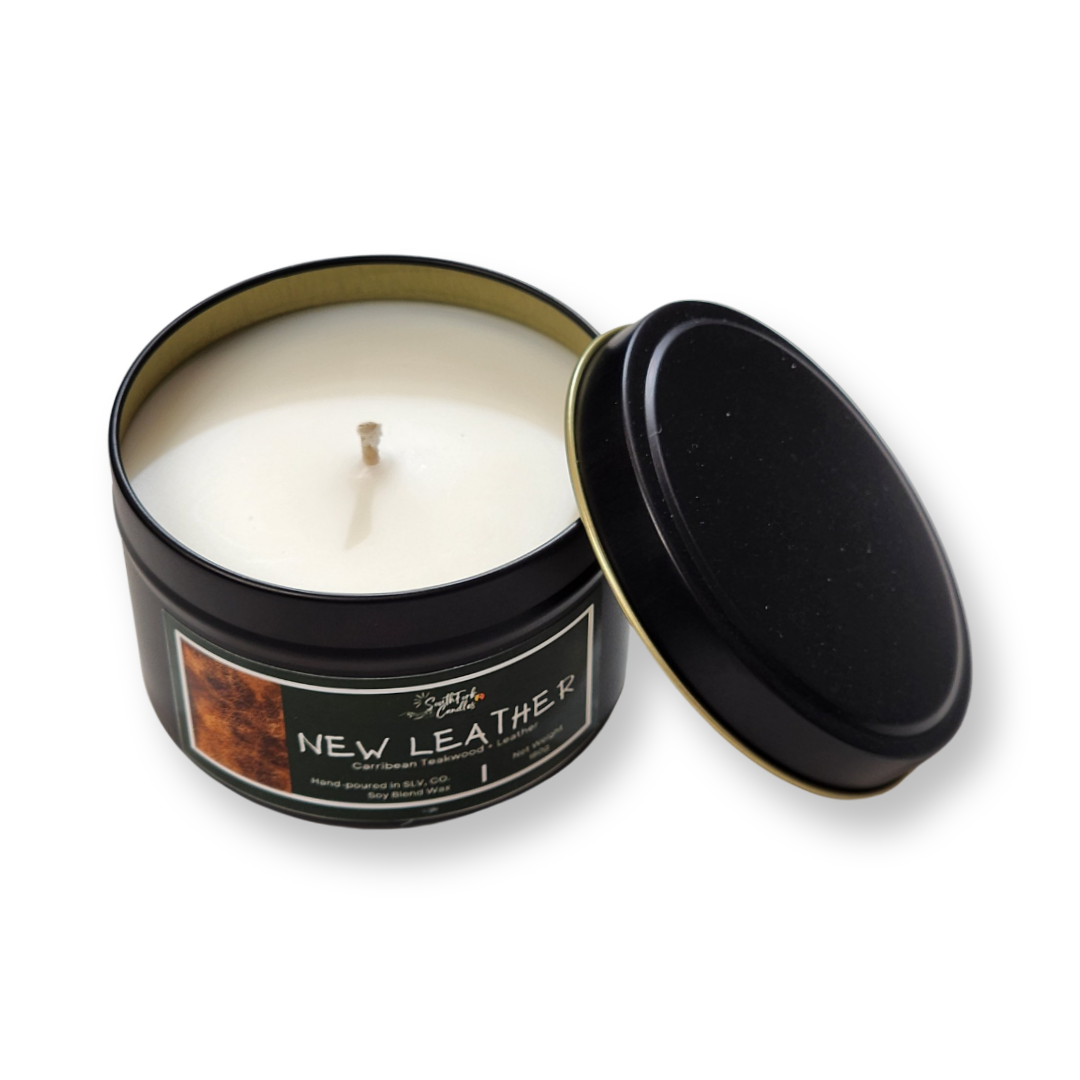 New Leather Scented Candle - 8.5oz Tin